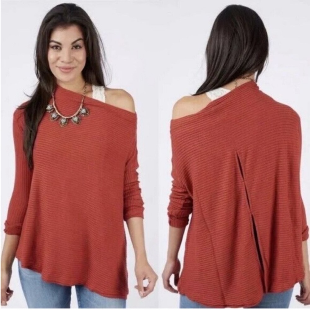 We The Free Red Cowl Neck Sweater Oversized Knit - Picture 2 of 6
